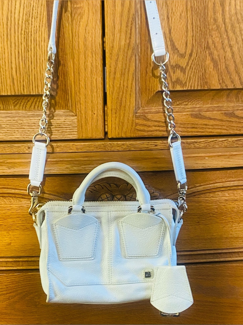 Botkier White Leather Satchel Crossbody Handbag